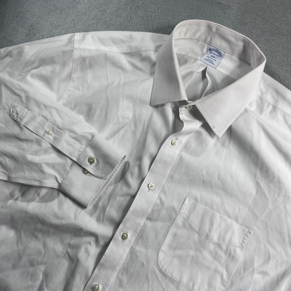Brooks Brothers 1818 Regular Fit Non-Iron White Dress Shirt 18-34/35 Mens